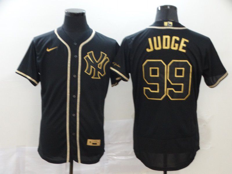 Men New York Yankees #99 Juoge Black Retro gold character Nike MLB Jerseys